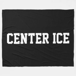 CENTER ICE Atletisk Vit Hockeytext På Svart Fleecefilt