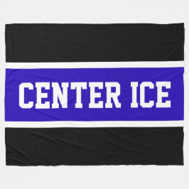 CENTER ICE Bright Blue Black White Hockey Rand Fleecefilt