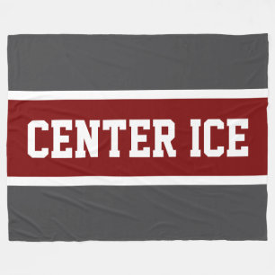 CENTER IS Mittdjupgrå Röd Vit Hockeyränder Fleecefilt