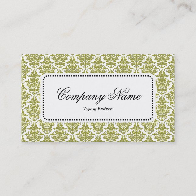 Center Label v5 - Olive Damask Visitkort (Framsida)