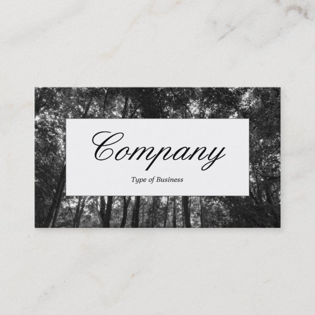 Center Label - Woodland Canopy 02 BW Visitkort (Framsida)