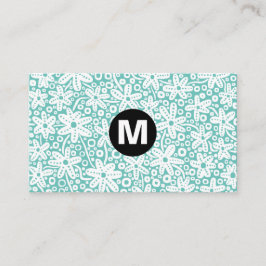 Center Spot Monogram - Blomdesign - Lt Aqua Visitkort