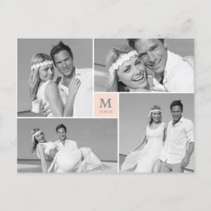 Center Square Monogram Bröllop Photo Tack Vykort