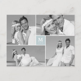 Center Square Monogram Bröllop Photo Tack Vykort