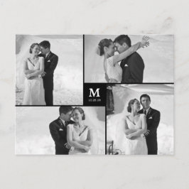 Center Square Monogram Bröllop Photo Tack Vykort