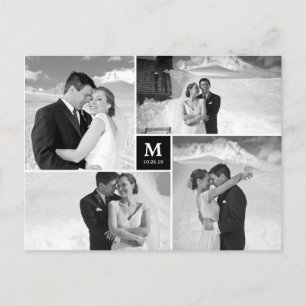 Center Square Monogram Bröllop Photo Tack Vykort