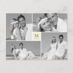 Center Square Monogram Bröllop Photo Tack Vykort