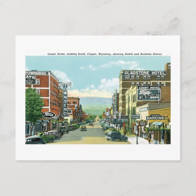 Center Street, Casper, Wyoming Vykort (Framsida)