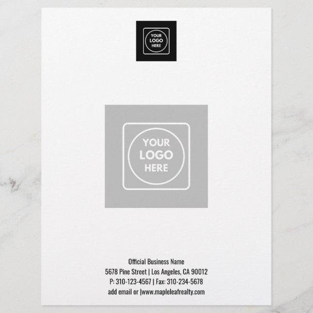 Centered Logo Watermark Business Basic letterhead Brevhuvud (Framsida)