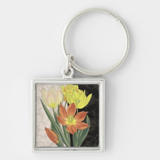 Centerstycke II Fyrkantig Silverfärgad Nyckelring (Framsidan)