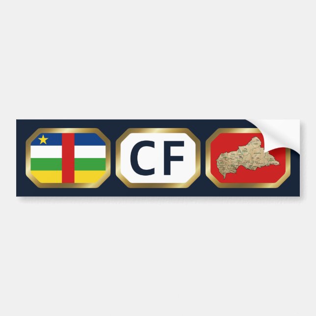 Centrafrique Flagga Code Bumper Sticker Bildekal (Framsidan)