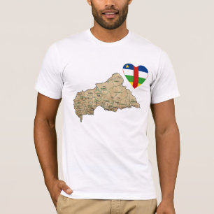 Centrafrique flaggahjärta och kartaT-tröja Tee
