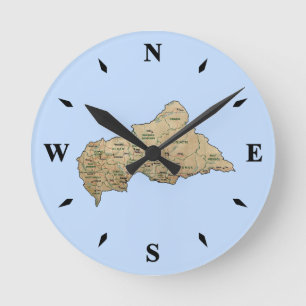 Centrafrique Karta Clock Rund Klocka