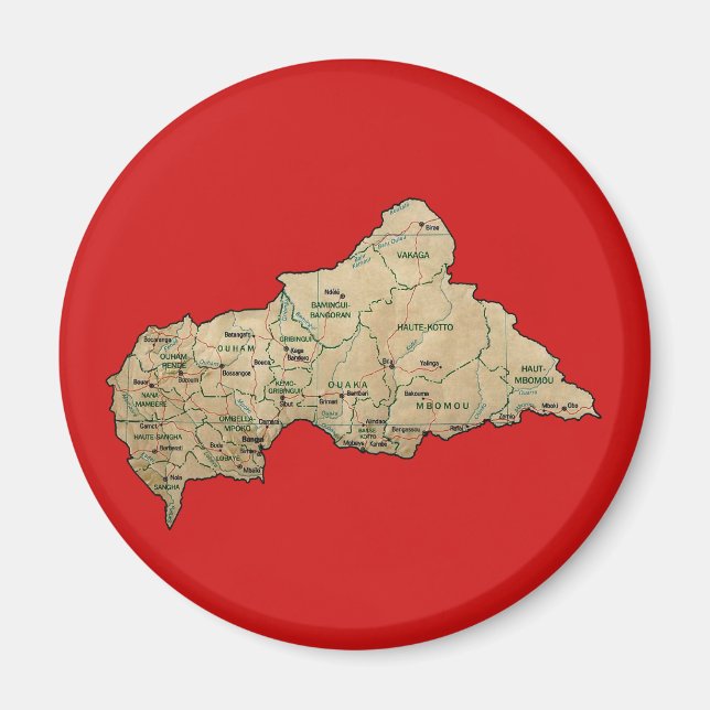 Centrafrique Karta Magnet (Framsidan)