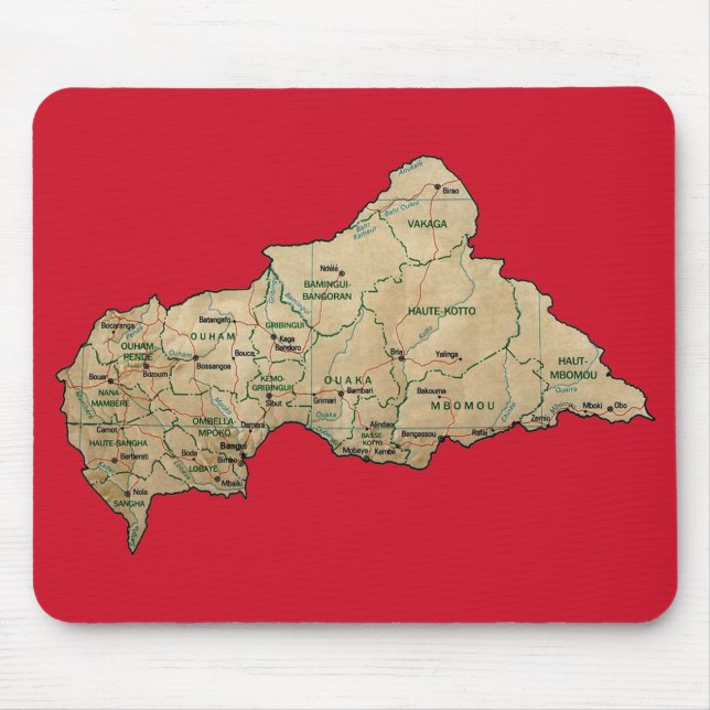 Centrafrique Karta Mousepad Musmatta (Framsidan)