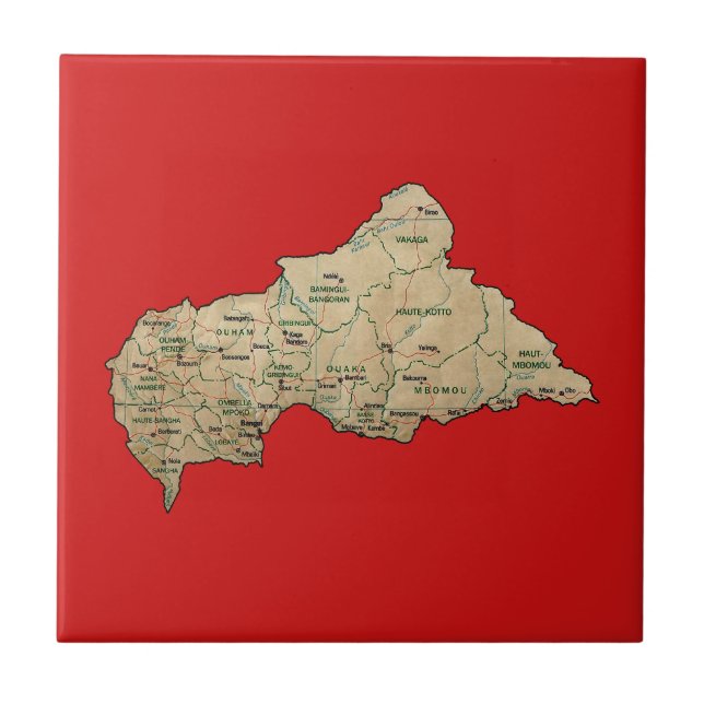 Centrafrique-kartbild Kakelplatta (Framsidan)