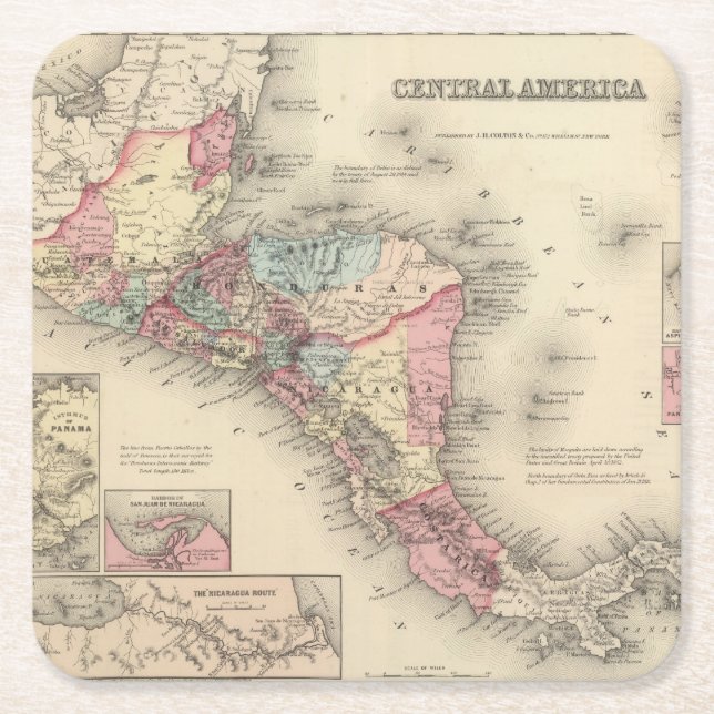 Central America 5 Underlägg Papper Kvadrat (Framsidan)
