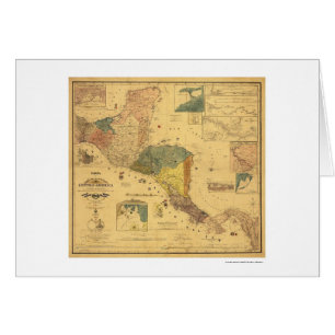 Central America karta 1862 Hälsningskort
