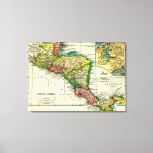 Central AmericaPanoramic MapCentral Amerika Canvastryck