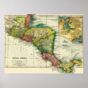 Central AmericaPanoramic MapCentral Amerika Poster