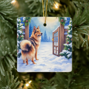 Central Asian Shepherd Snöport Julkonst Julgransprydnad Keramik