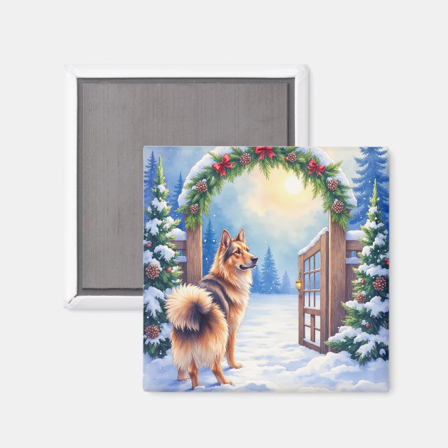 Central Asian Shepherd Snöport Julkonst Magnet (Front/Back)