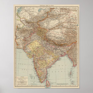 Central Asien, Indien Poster