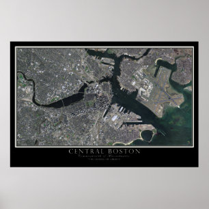 Central Boston Massachusetts från Space Satellite Poster