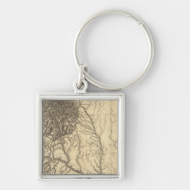 Central Colorado 3 Fyrkantig Silverfärgad Nyckelring (Framsidan)