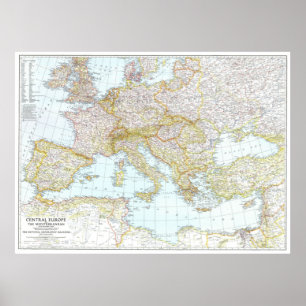 " Central Europe: 1939 - And the Mediterranean map Poster