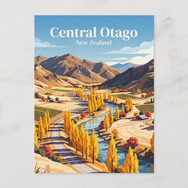 Central Otago Nya Zeeland Vykort (Framsida)