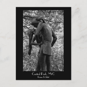 Central Park Autumn: Romeo & Juliet Statue 01 B&W Vykort