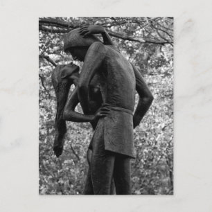 Central Park Autumn: Romeo & Juliet Statue 01 B&W Vykort