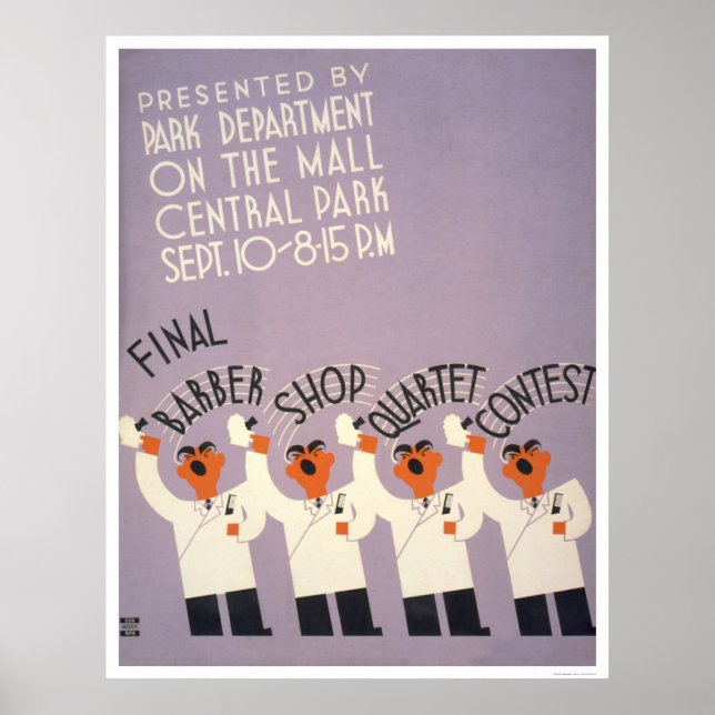 Central Park Barber Shop 1937 WPA Poster (Framsidan)