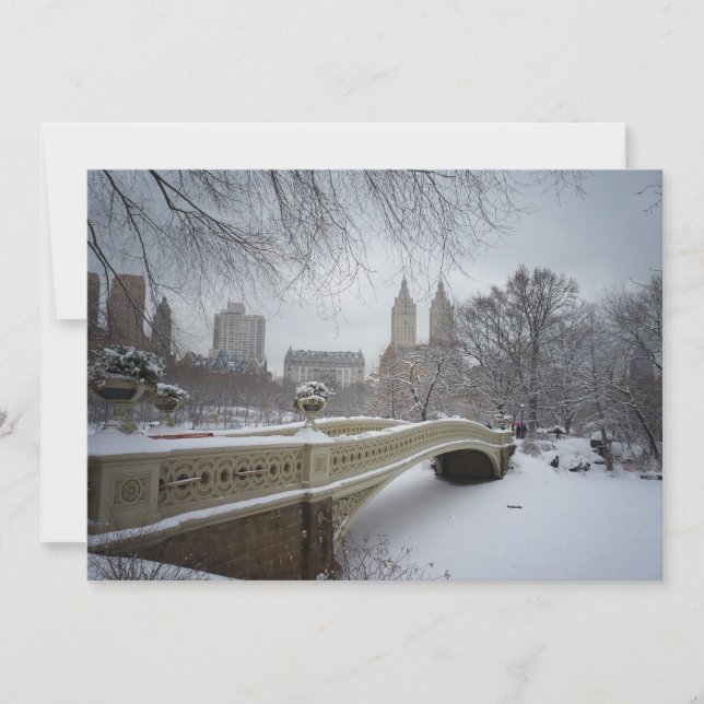 Central Park Bow Bridge - New York Winter Wedding Inbjudningar (Framsida)