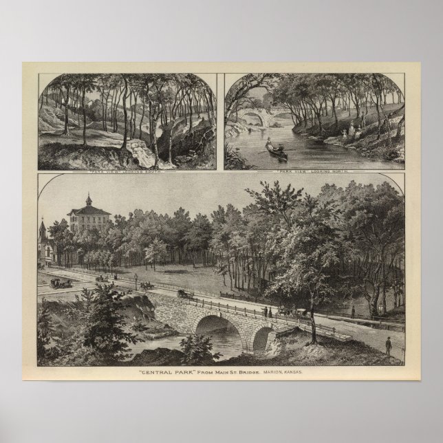 Central Park från St. Bridge, Marion, Kansas Poster (Framsidan)