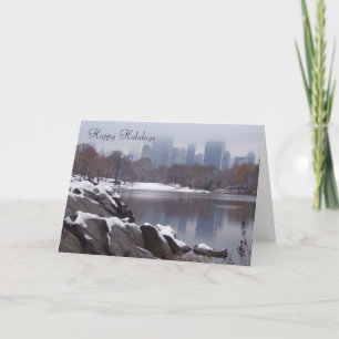 Central Park i det skräddarsy snöhälsningkortet - Helgkort
