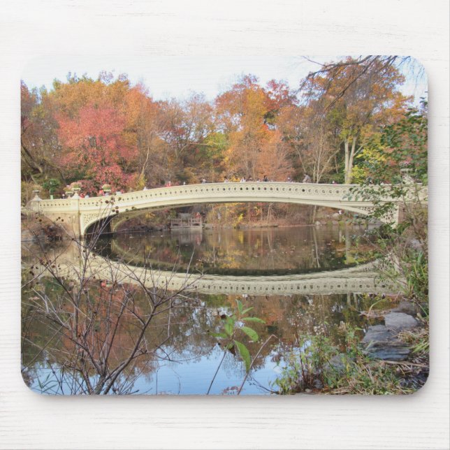 Central park i höstreflektioner och Bow Bridge Musmatta (Framsidan)