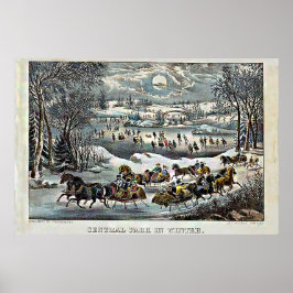 Central Park i Winter Currier & Ives Poster
