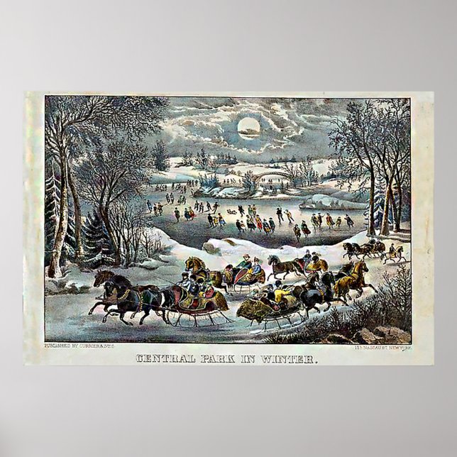 Central Park i Winter Currier & Ives Poster (Framsidan)