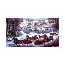 Central Park i Winter Vintage Lithograph