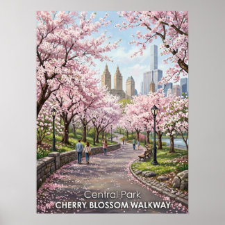 Central Park Körsbärsblomsgång Poster