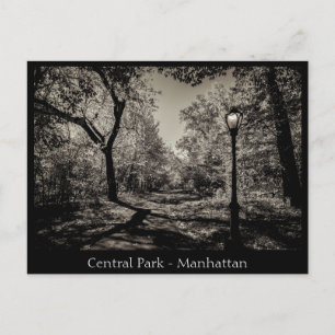 Central Park Manhattan i svart och vitt Vykort