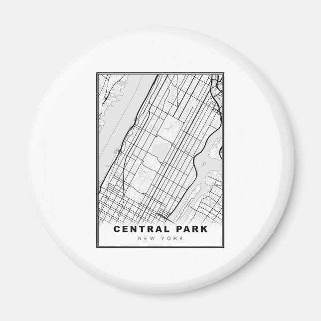 Central Park Manhattan Karta Magnet (Framsidan)