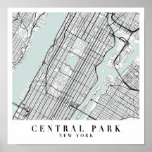 Central Park New York Blue Vatten Street Karta