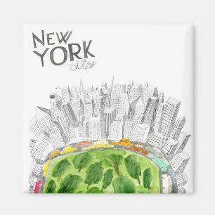 Central Park & New York City Collage Magnet