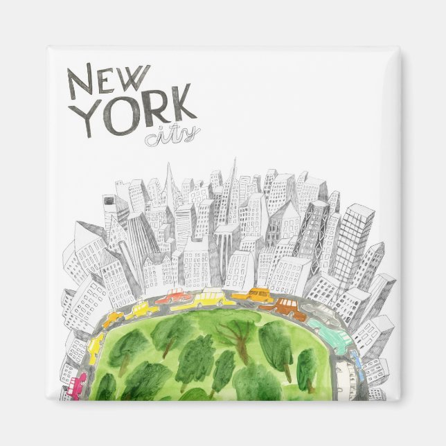 Central Park & New York City Collage Magnet (Framsidan)