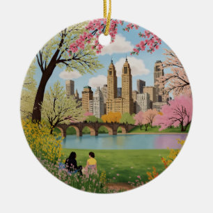 Central Park New York City Julgransprydnad Keramik