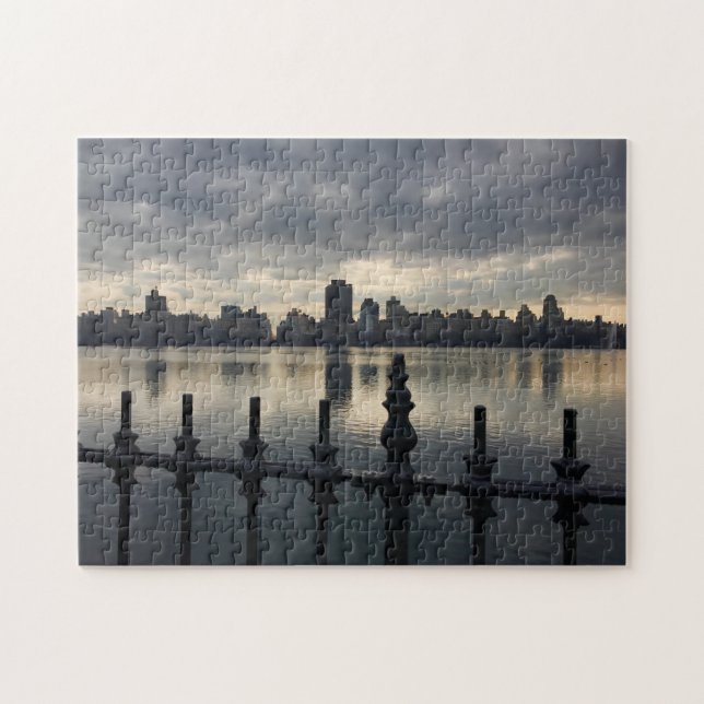 Central Park New York City Reservoir Sunrise Photo Pussel (Horisontell)