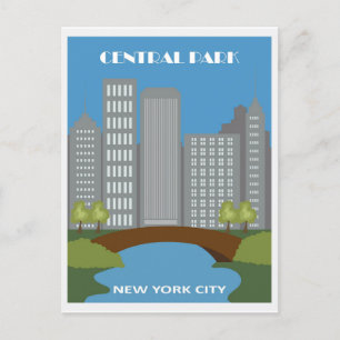 Central Park New York City Vintage resor Vykort